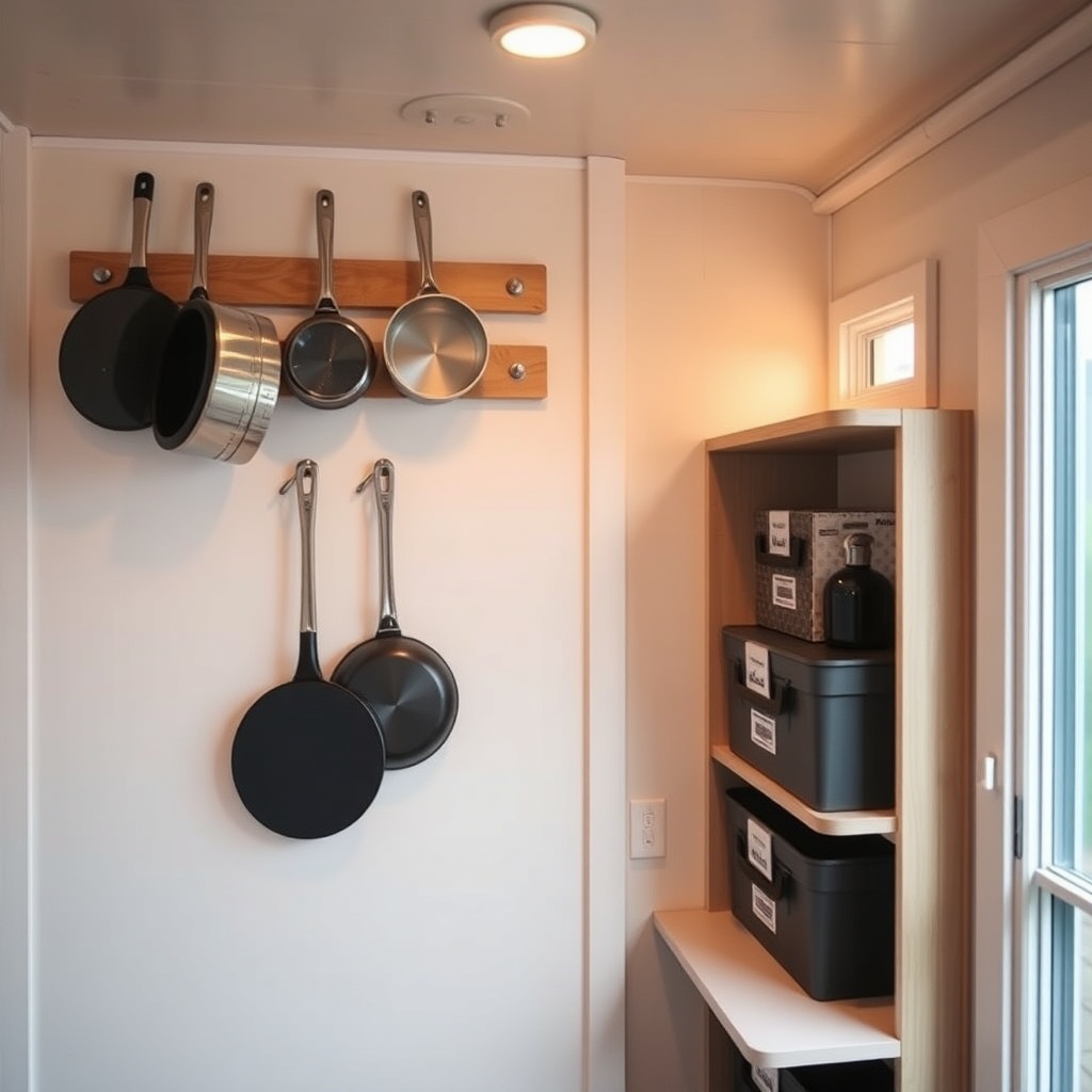 A clean photorealistic photo showing the interior of a Tiny House Modell Pod